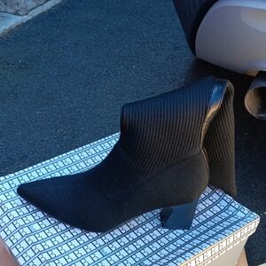 Bebe Textured Black Ankle Booties